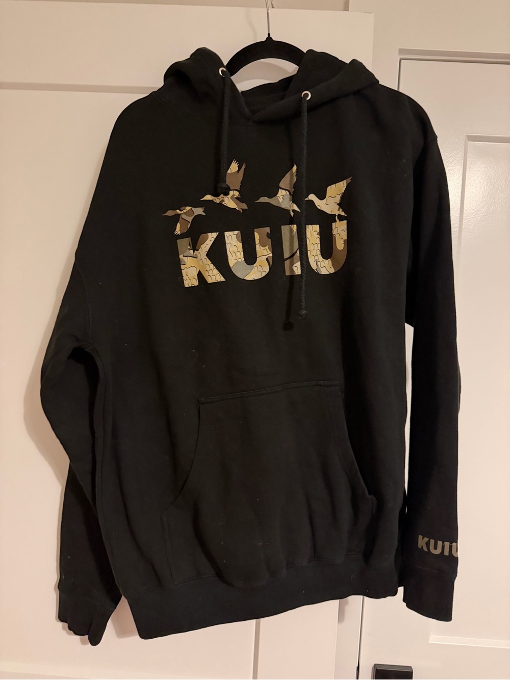 KUIU Black Hoodie with Tan Camouflage Logo